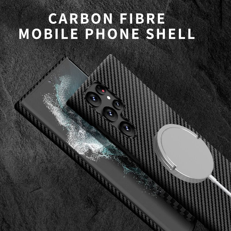 Carbon Fiber Pattern Magnetic Ultra Slim Case For Samsung S22/S23 Series - theroxymob