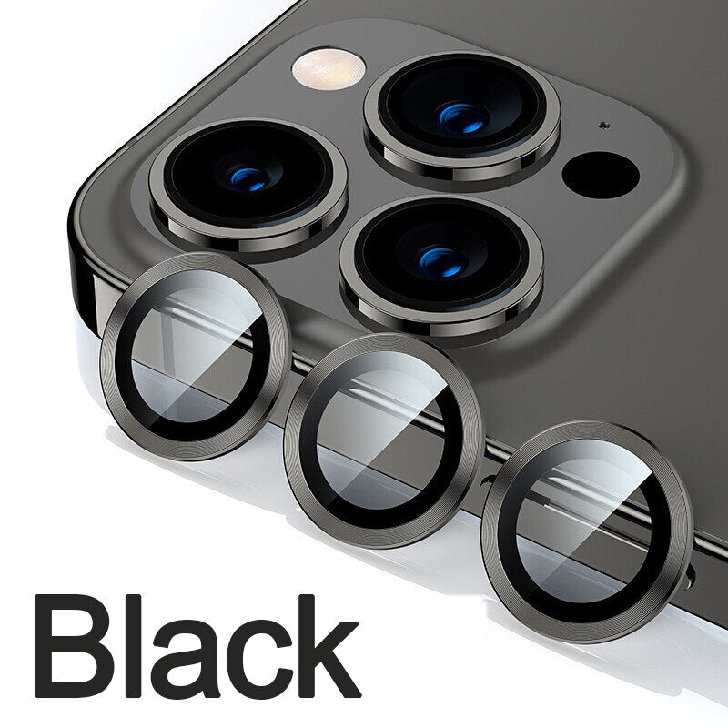 Luxury Metal Frame Glass Camera Lens Protector On Camera Protectors For iPhone 13/12 Series - theroxymob