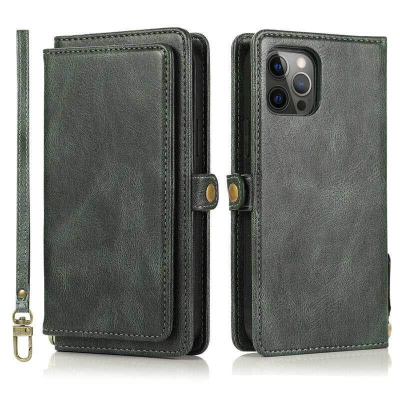 Magnetic Split Multifunctional Wallet Case for iPhone 14 13 - theroxymob