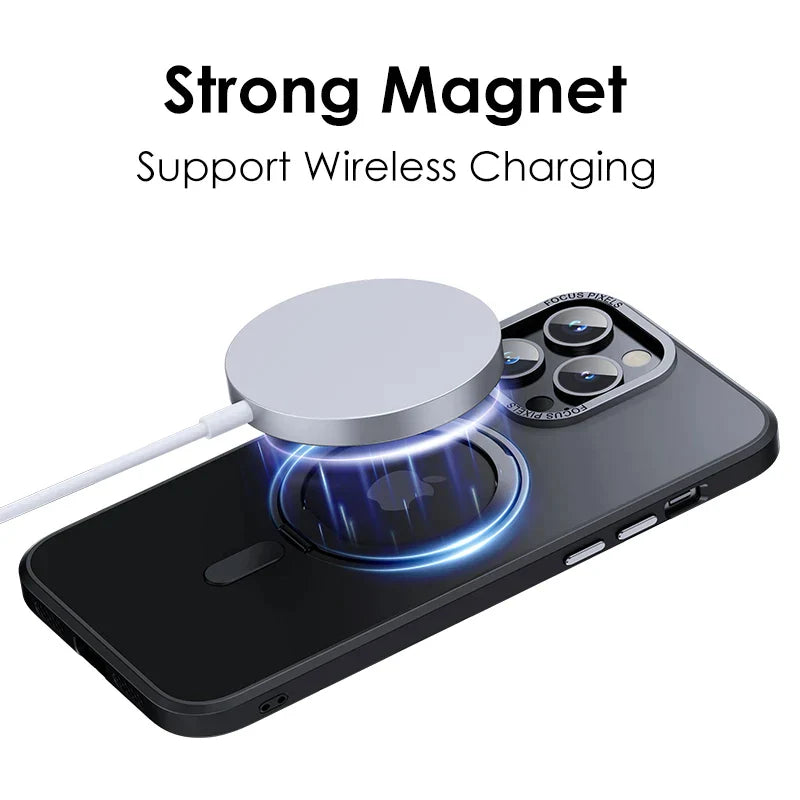 Magnetic Suction Bracket Electroplated Clear Protective Case For iPhone 16 15 14