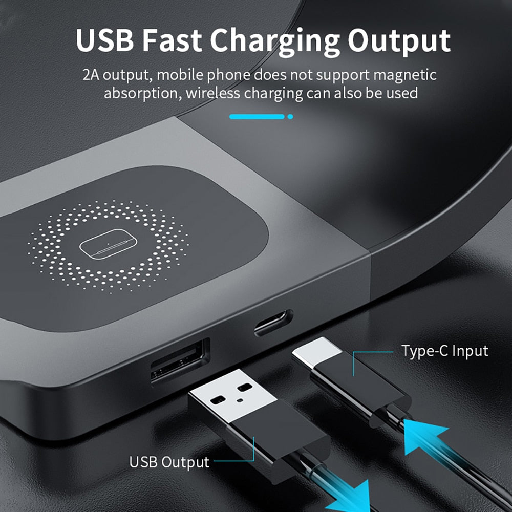 3 in 1 Qi Wireless Charger Stand For iPhone 14 13 - theroxymob