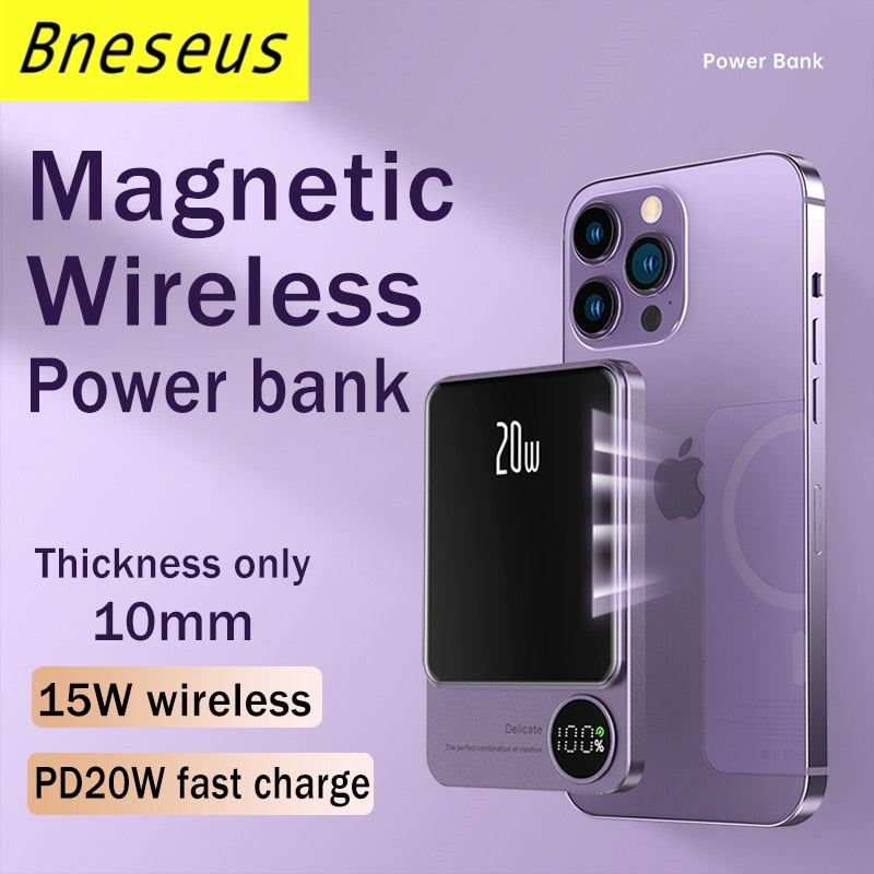 New Macsafe Powerbank Magnetic Power Bank Fast Wireless For iPhone / Samsung - theroxymob