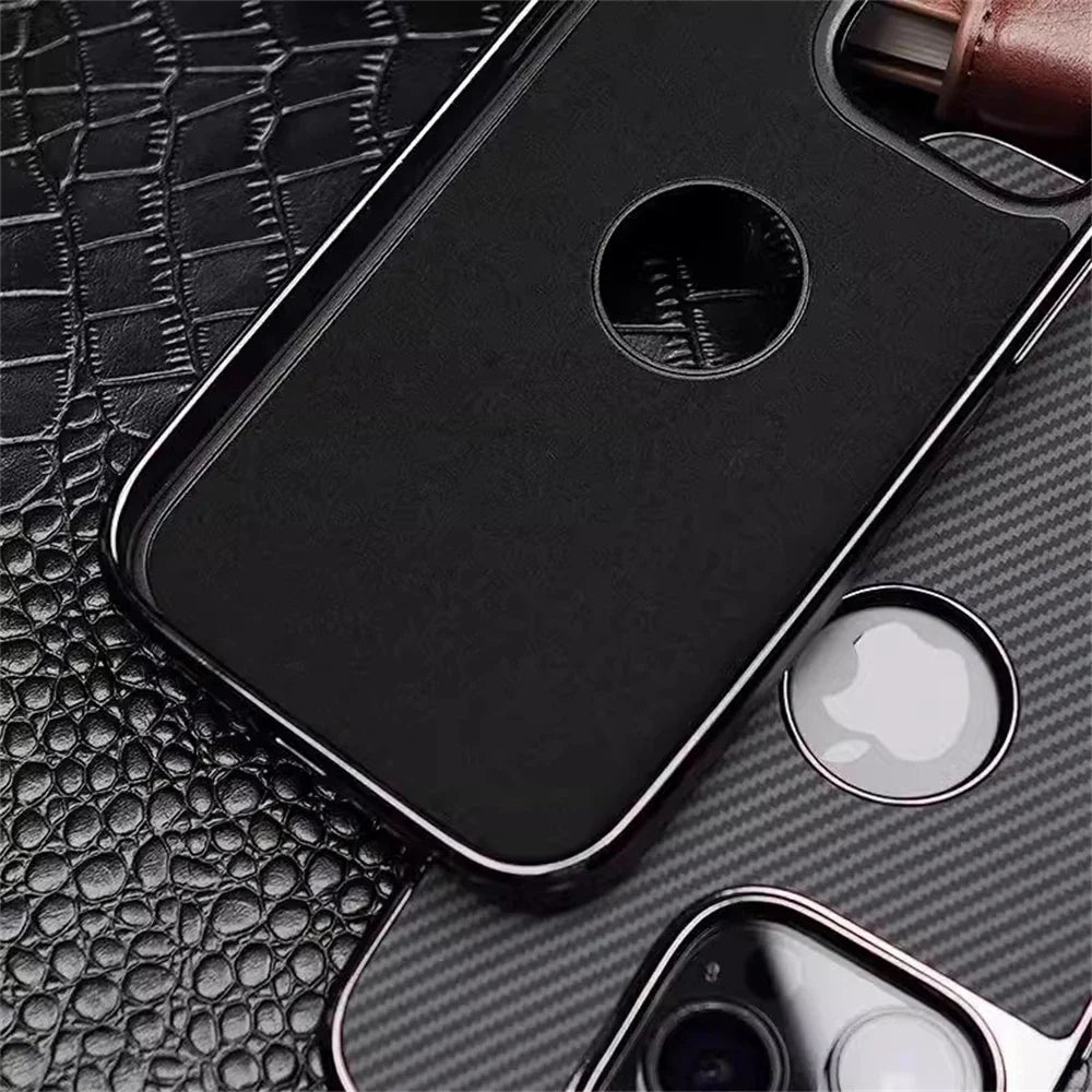 Premium Plated Carbon Fiber Case For iPhone 16 15 14