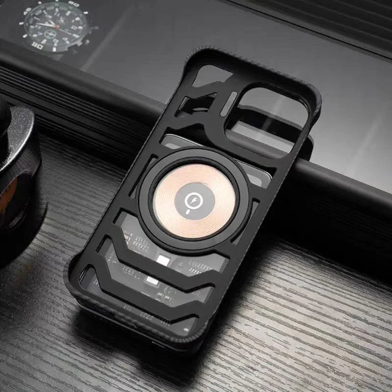 Luxury Carbon Fiber Texture Magnetic Phone Case For iPhone 16 15 14