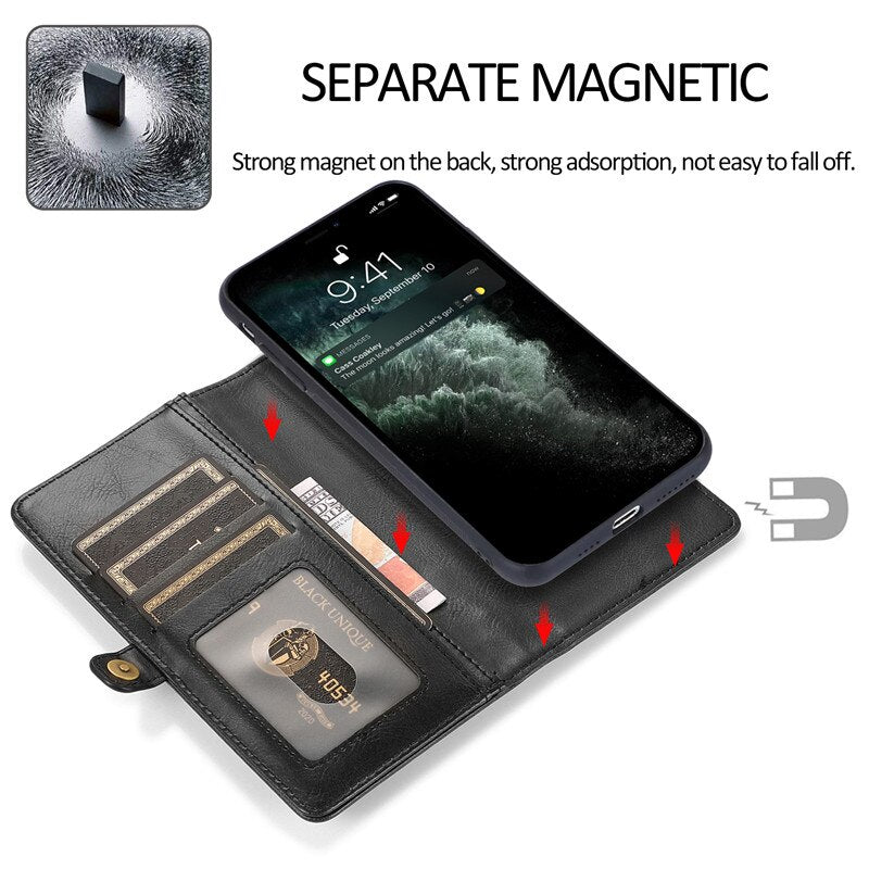 Magnetic Split Multifunctional Wallet Case for iPhone 14 13 - theroxymob