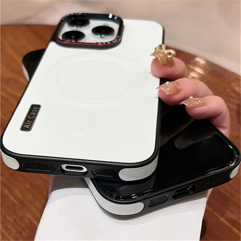 Luxury Matte Leather Magnetic Case Shockproof Bumper Cover For iPhone 16 15 14