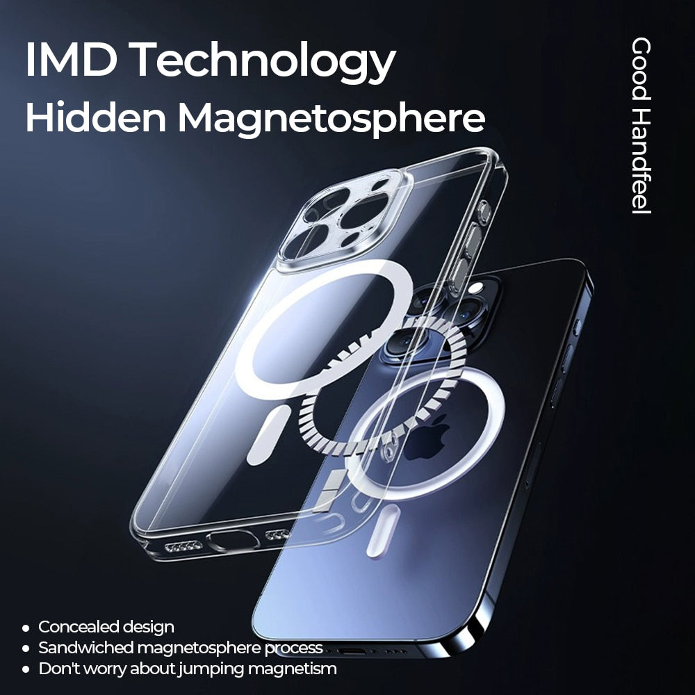 Magnetic Case Slim Thin Transparent  For iPhone 15 14 13