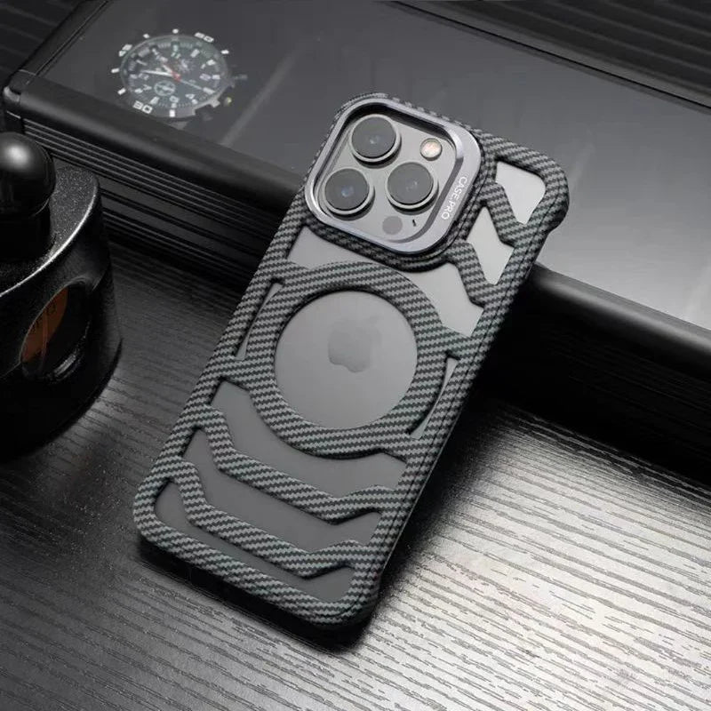 Luxury Carbon Fiber Texture Magnetic Phone Case For iPhone 16 15 14