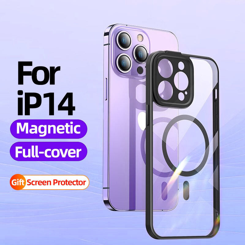 Magnetic Phone Case For iPhone 14 New Shockproof Protective Case Transparent Magnet Back Cover - theroxymob