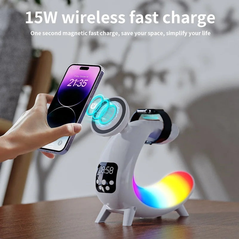 6IN1 Alarm Clock Magnetic Wireless Charger for Iphone 15 14 13