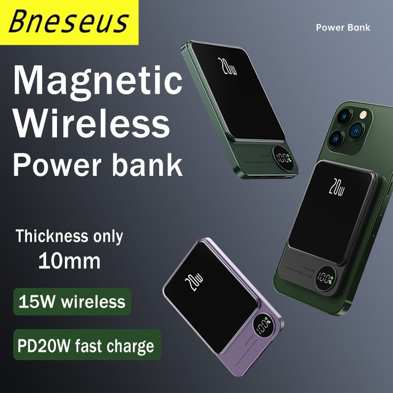 New Macsafe Powerbank Magnetic Power Bank Fast Wireless For iPhone / Samsung - theroxymob