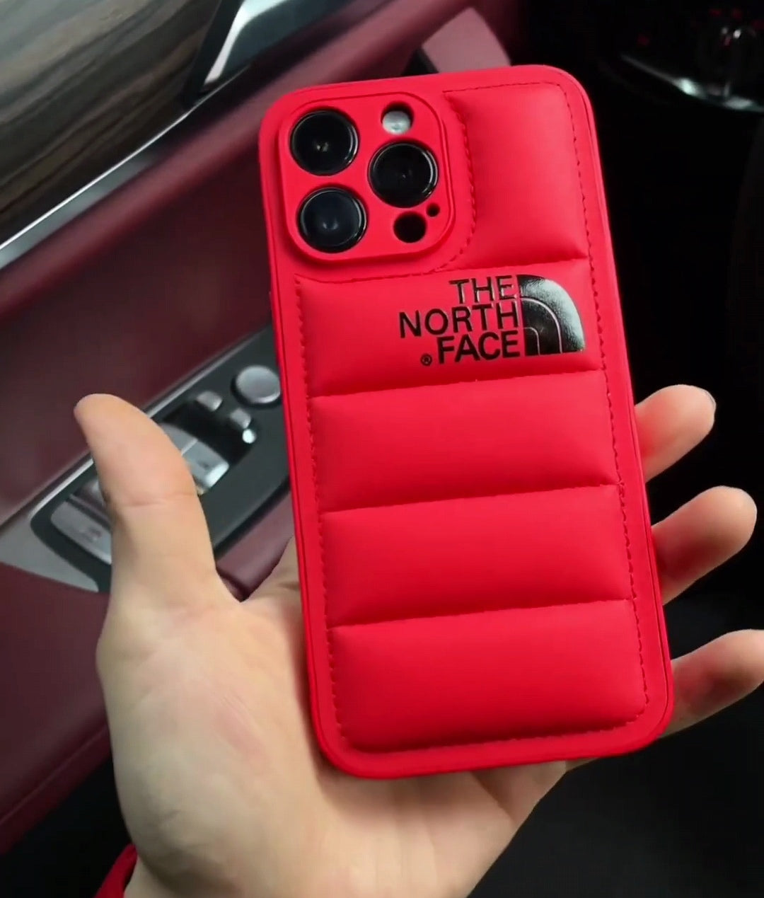 LUXURY FASHION LEATHER THE NORTH FACE PHONE CASE FOR IPHONE 12 TO 16