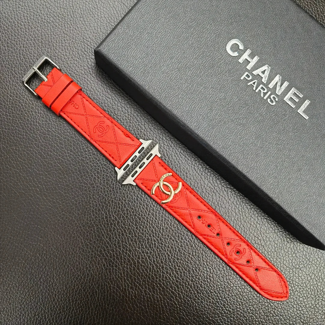 Chanel Gold Monogram 3D Embossed Leather Apple Watch Strap