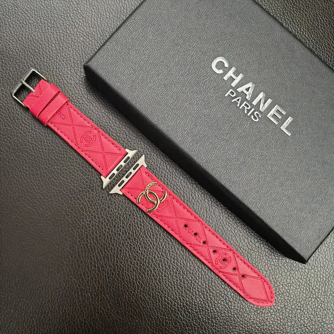 Chanel Gold Monogram 3D Embossed Leather Apple Watch Strap