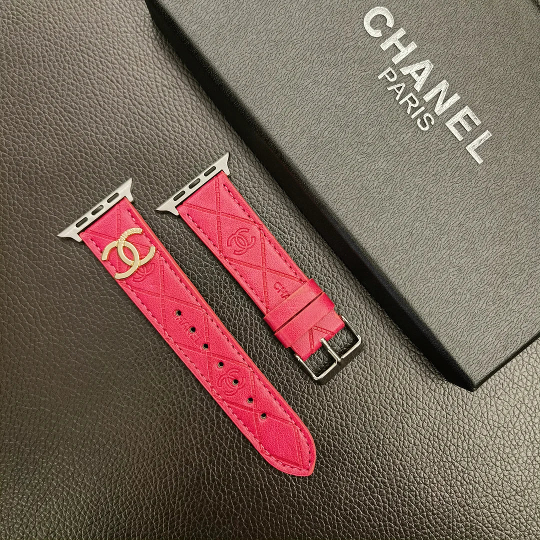 Chanel Gold Monogram 3D Embossed Leather Apple Watch Strap