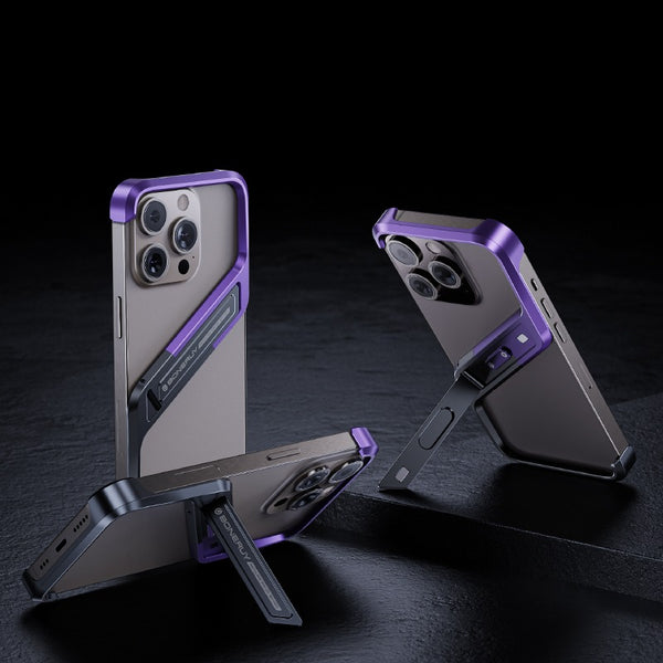 Slim Metal Kickstand Case for iPhone Frameless Design & Multi-Angle