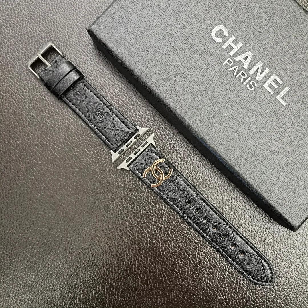 Chanel Gold Monogram 3D Embossed Leather Apple Watch Strap