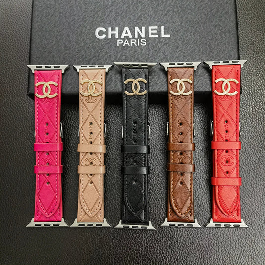 Chanel Gold Monogram 3D Embossed Leather Apple Watch Strap