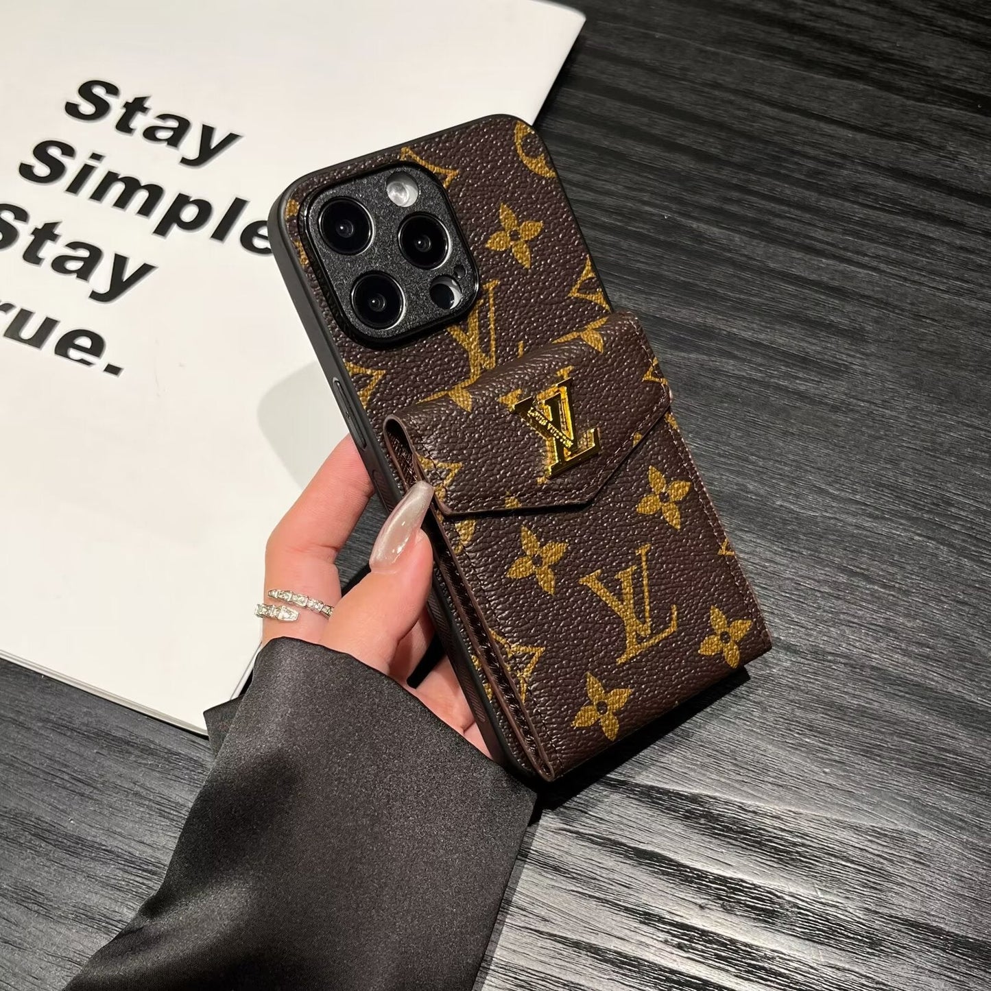 Louis Vuitton  Card Holder Canvas Leather Apple iPhone Case