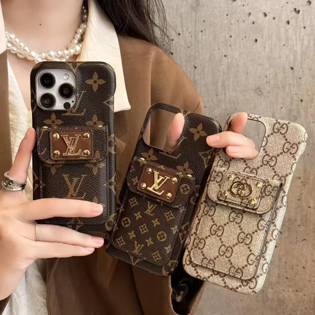 Iconic LV Monogram Canvas Back Card Holder Classic Gucci Ophidia GG Leather Apple iPhone Case Samsung Cover