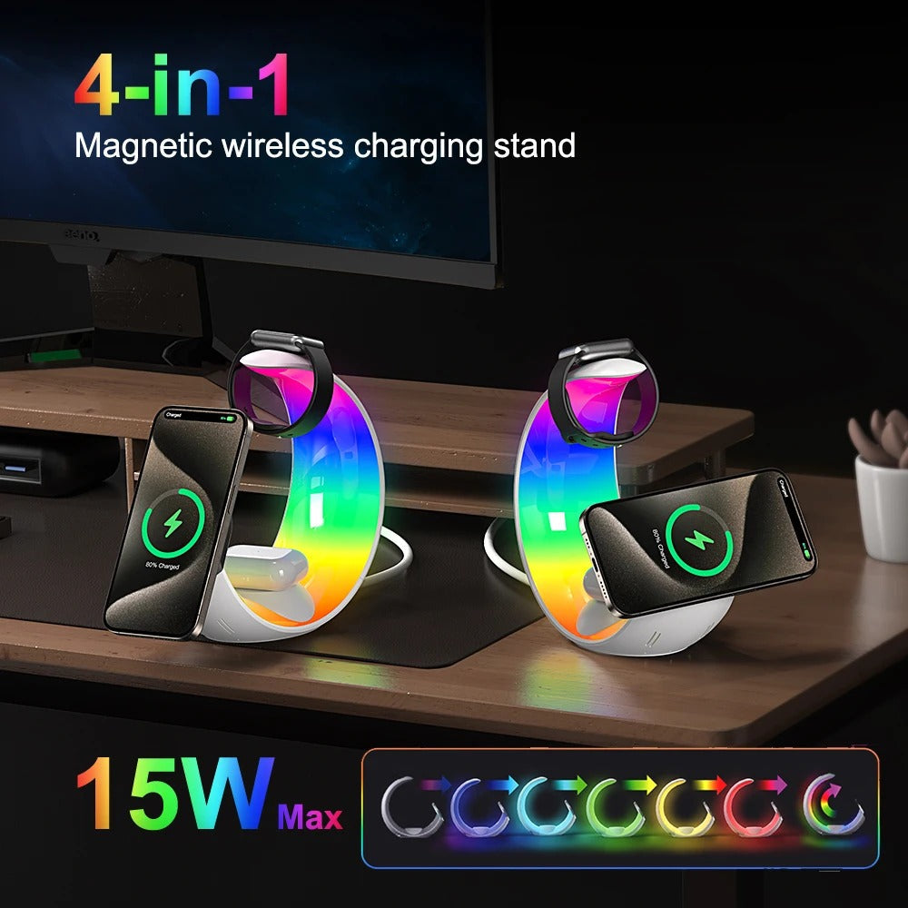 4 in 1 Magnetic Wireless Charger Stand 15W Fast Charging