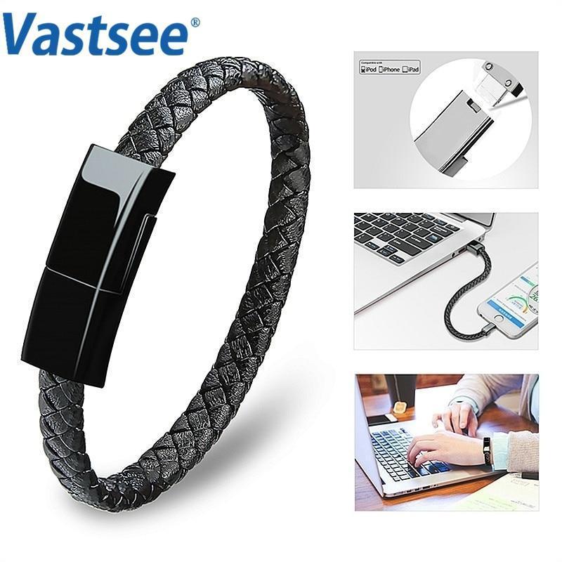 Portable Leather USB Cable for Samsung Wristband Bracelet cable Type C Cable - theroxymob