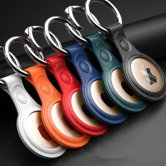 Genuine Leather Key Ring for Apple Airtags Case Protector Cover Shell With Keychain Anti-scratch Accessories Apple Airtag case - theroxymob