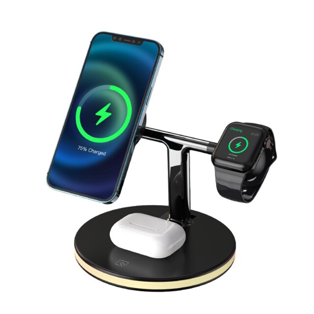 3 In 1 Magnetic 15W Wireless Charger For Magsafe IPhone 12 Pro Max Fast Wireless Charger Station For Apple Watch/AirPods Series - theroxymob