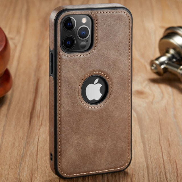 Luxury Leather Original Phone Case For iPhone 13 Series case leather Slim Soft Back Cover - theroxymob