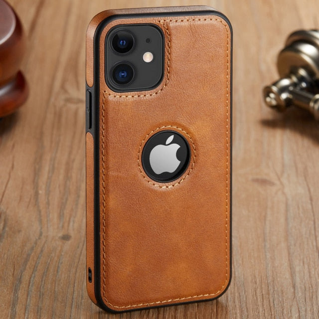 Luxury Leather Original Phone Case For iPhone 13 Series case leather Slim Soft Back Cover - theroxymob