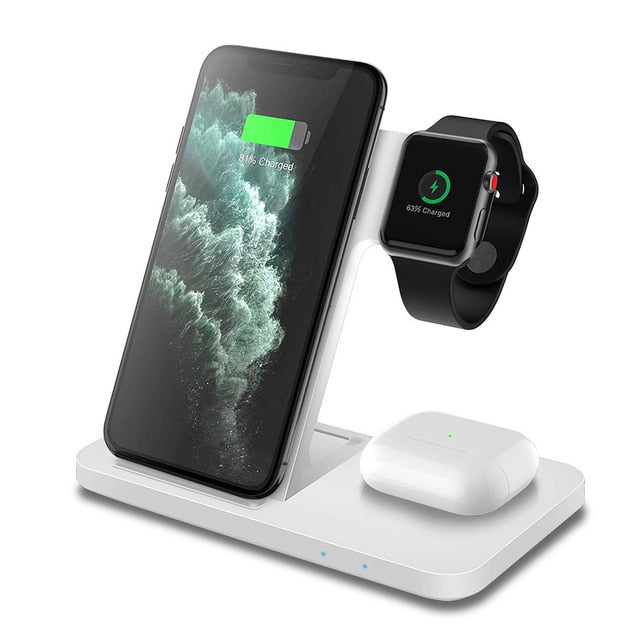 15W Qi Wireless Charger Stand for iPhoneSeries Fast Charging Dock Station For Apple Watch 7 6 SE AirPods Pro - theroxymob